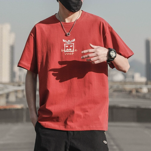 Летняя трендовая хлопковая футболка с коротким рукавом с круглым воротником