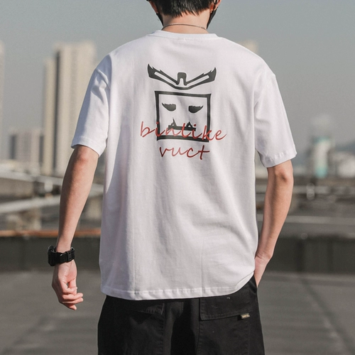 Летняя трендовая хлопковая футболка с коротким рукавом с круглым воротником