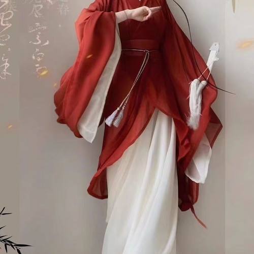 原创涅槃南北朝战国袍魏晋风交领大袖中国风汉服红色古装表演服女 - 图0