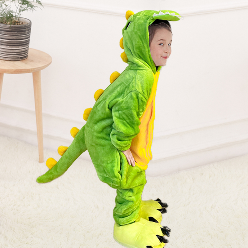 男童睡衣秋冬连体法兰绒恐龙奶牛表演服装儿童恐龙奶牛动物演出服 - 图1