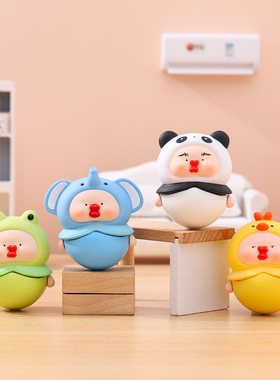 新品可爱卡通手办啵啵不倒翁摆件创意家居玄关车载中控装饰品礼物