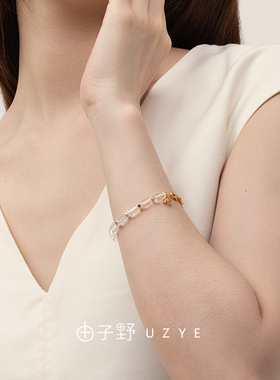 由子野丨原创18K金竹节水晶手串手链女秋季小众高级设计感手饰潮