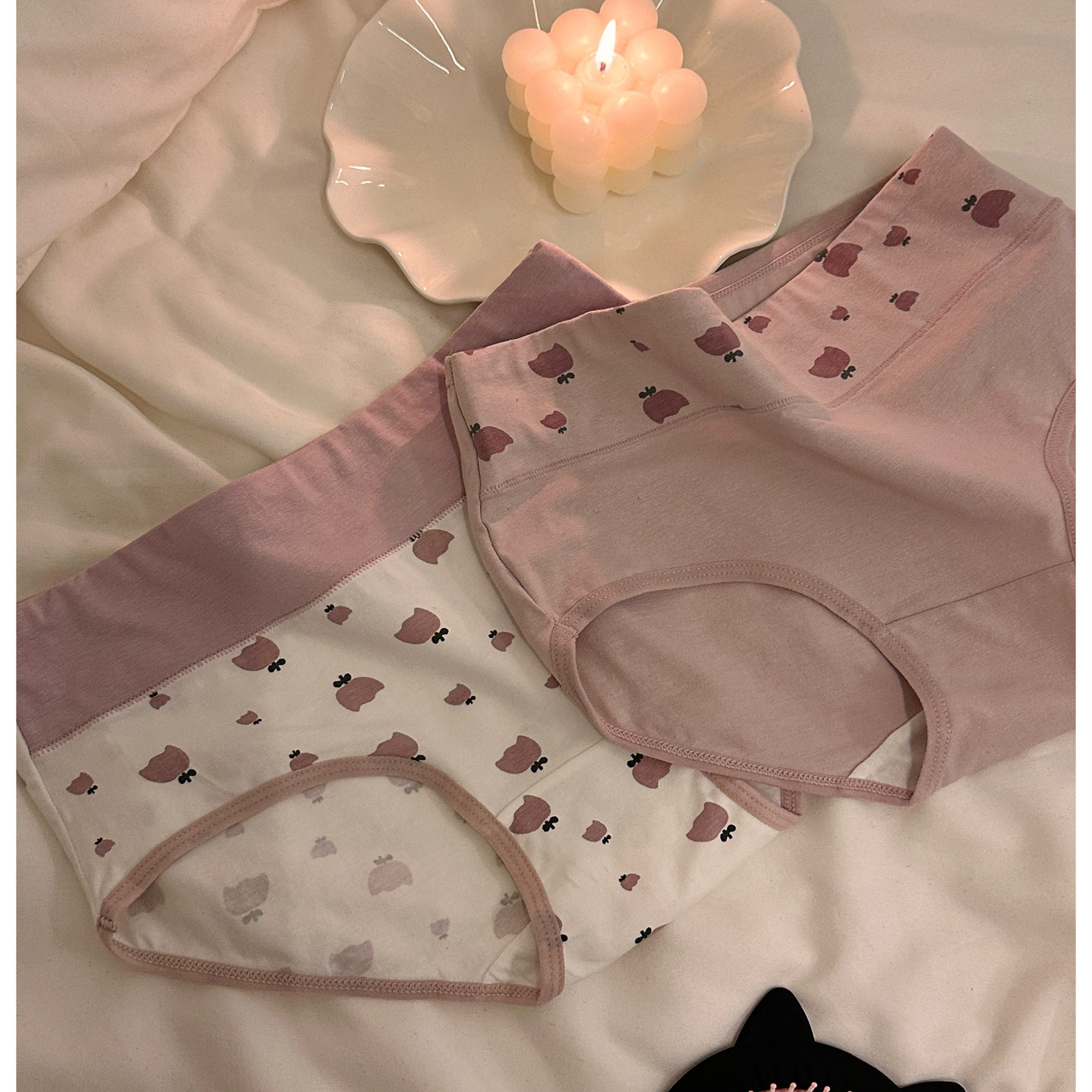 【泽衣壹品】中高腰纯棉内裤女士少女心粉色玫瑰花全棉抗菌裆女,淘宝优惠券,粉丝福利购,淘宝优惠卷