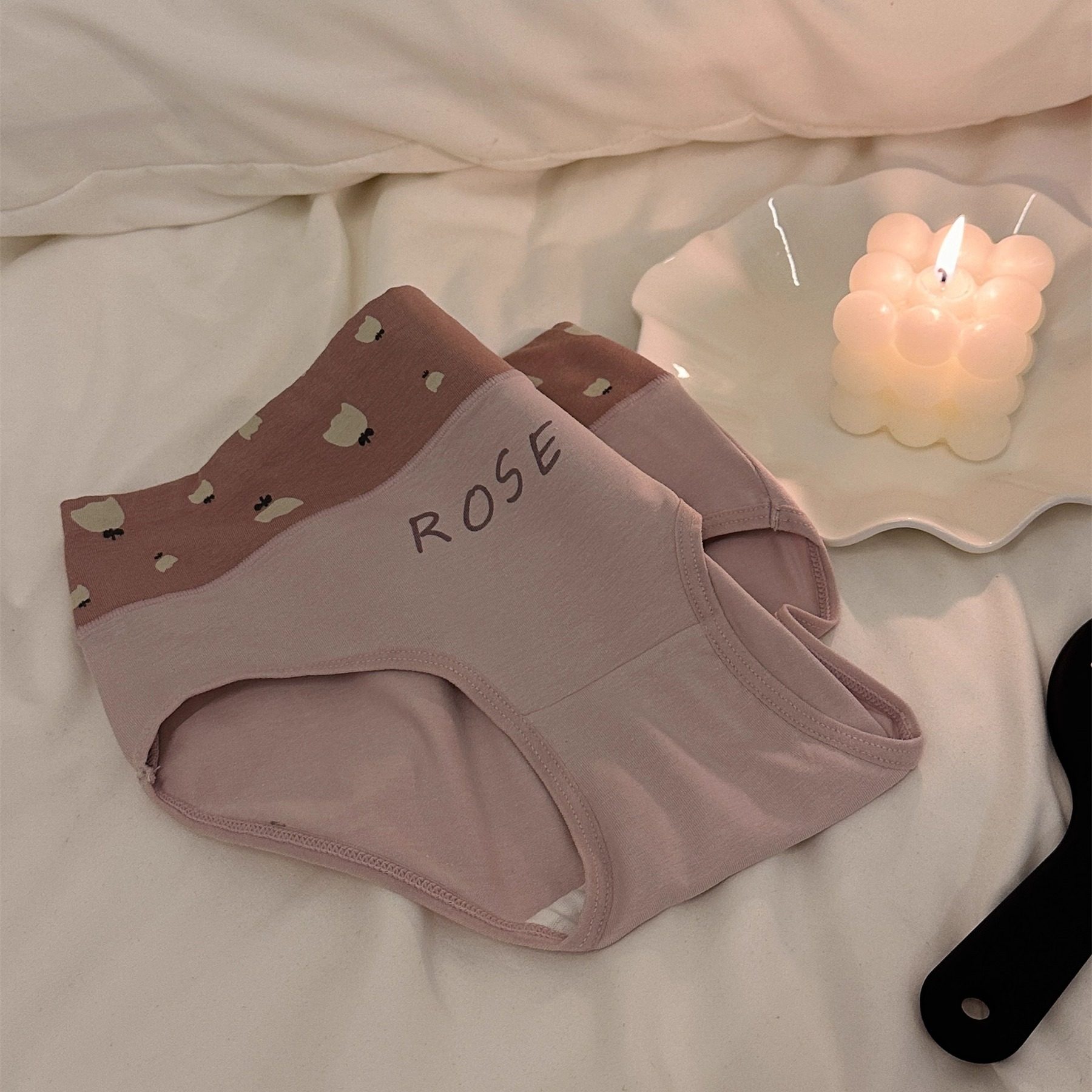 【泽衣壹品】中高腰纯棉内裤女士少女心粉色玫瑰花全棉抗菌裆女,淘宝优惠券,粉丝福利购,淘宝优惠卷