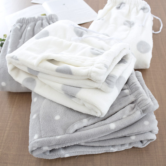 Thickened autumn and winter warm large size coral fleece home pants