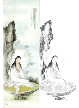 临王少卿工笔画白描底稿牡丹