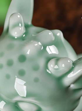 龙泉青瓷生肖龙吉祥物家居玄关客厅摆件创意陶瓷龙年招财桌面摆件