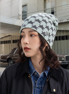 五角星提花针织冷帽女秋冬薄款