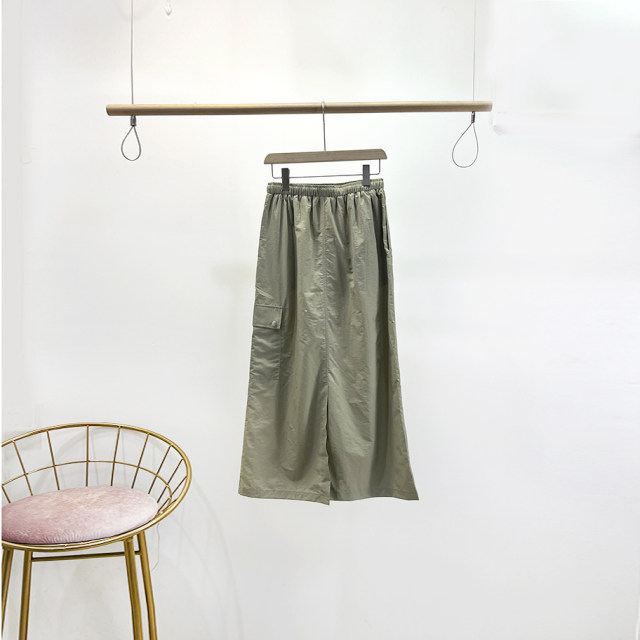 SELF retro Hong Kong style lace-up high-waisted mid-length skirt 2025 autumn new slim thin material workwear skirt 9618