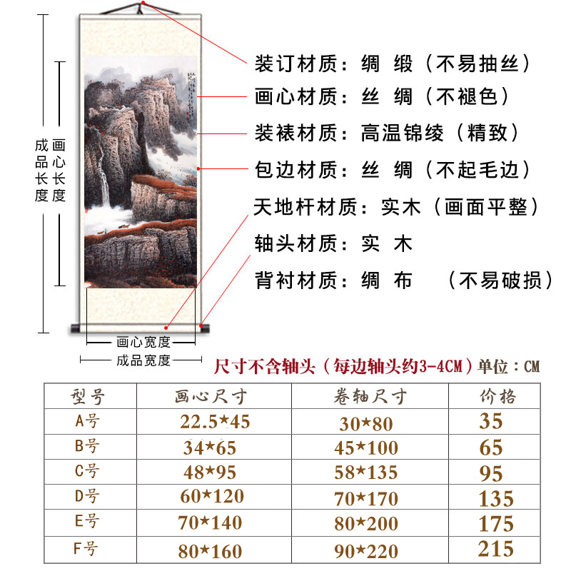 客厅竖版水墨太行山上国画山水画办公室书房山水风景装饰画挂画-图1