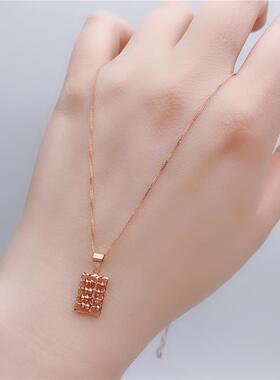 镀14K俄罗斯紫金精美时尚灵动算盘气质女士吊坠玫瑰金项链