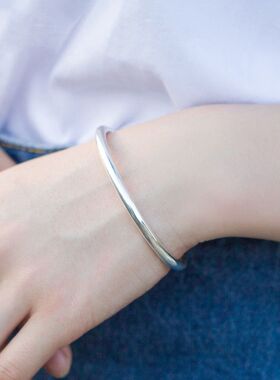 古法传承手镯女手工光面实心闭口简约ins冷淡风