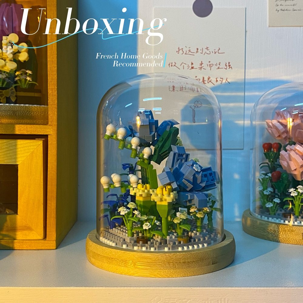 永生玫瑰积木花束益智拼装鲜花玩具送女生系列情人节拼图生日礼物