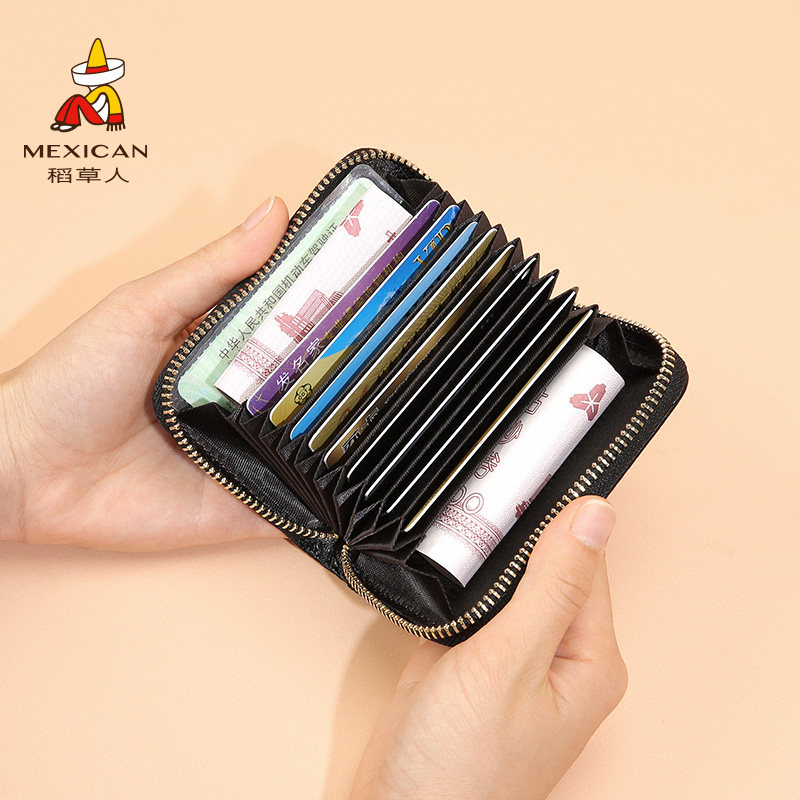 稻草人女短款薄2020新款真皮钱夹 mexican稻草人海鲸卡包