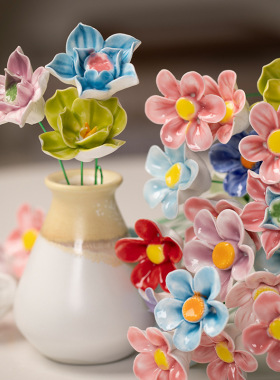 景德镇陶瓷花卉摆件手工制作陶瓷永生花客厅创意家居永生花马蹄莲