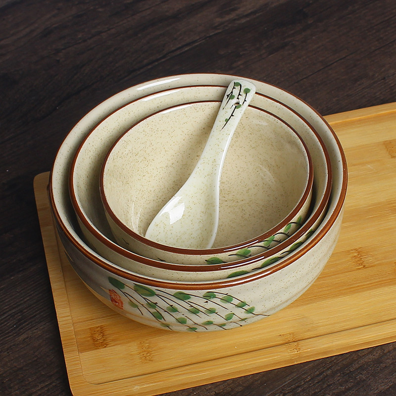 釉下彩日式陶瓷拉面汤饭碗家用67寸学生宿舍泡面情侣螺蛳粉送勺筷,淘宝优惠券,粉丝福利购,淘宝优惠卷