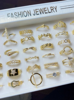 女镀真金清新韩版开口时尚戒指