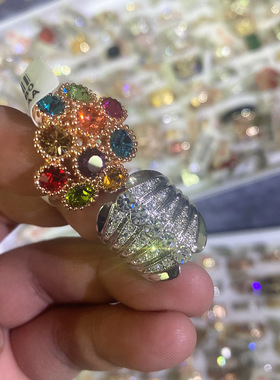 红苹果女电镀真金夸张满钻戒指