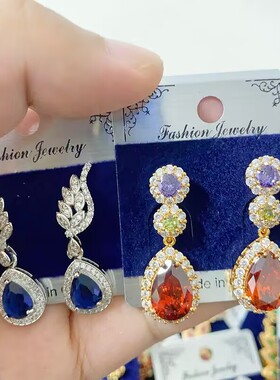 彩锆微镶925银夸张重工耳环