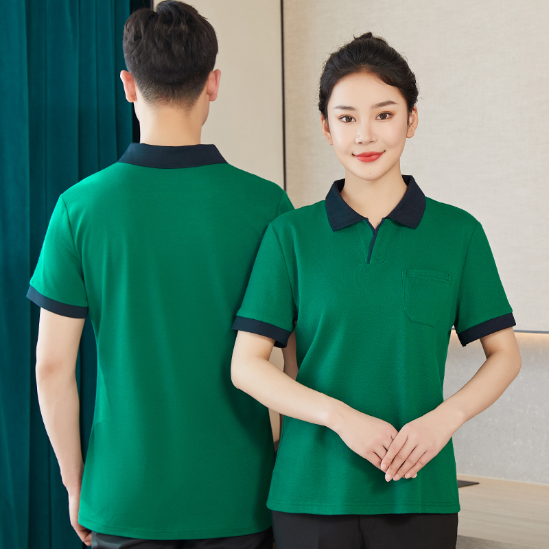物业保洁员工作服T恤女医院酒店宾馆客房阿姨服务员夏装短袖透气 - 图1