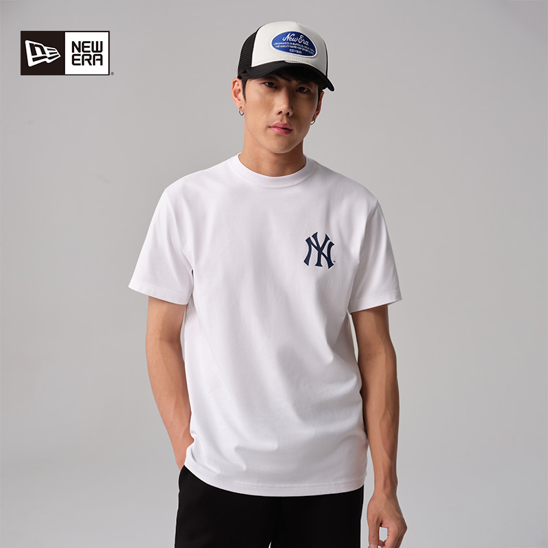 New Era纽亦华夏季新款MLB短袖NY重磅t恤男女冰淇淋印花趣味美式 - 图0