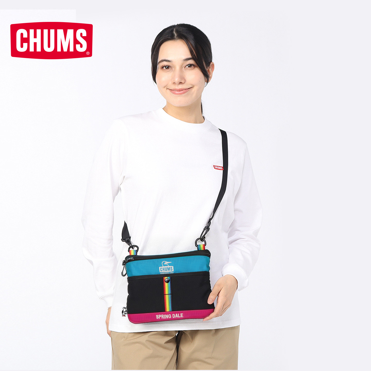 CHUMS Qiaqianiao color-blocked commuter crossbody shoulder bag