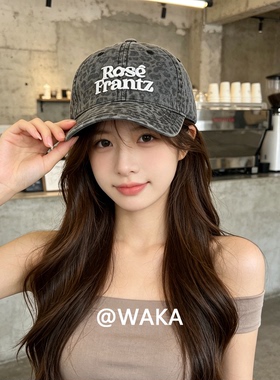 WAKA复古豹纹拼色棒球帽大头围