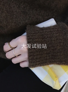 大发试验站 自制做旧金属组合戒指叠戴网红个性小众指环百搭ins女