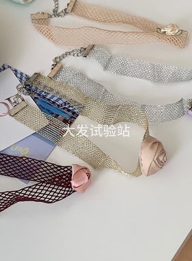 大发试验站 自制玫瑰花彩色温柔少女choker慵懒感夏日项链气质ins