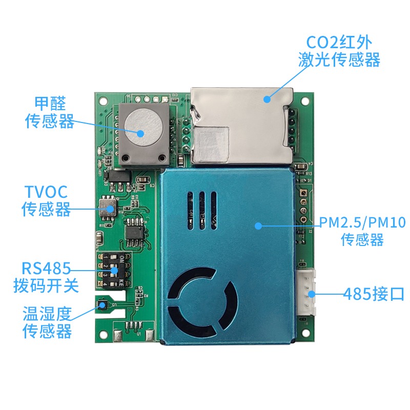 七合一传感器模块红外二氧化碳变送器TVOC空气质量检测PM2.5PM10 - 图1