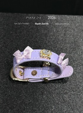 手链 PuppyJoy独家「紫猫猫」紫色牛皮手环高级手工定制