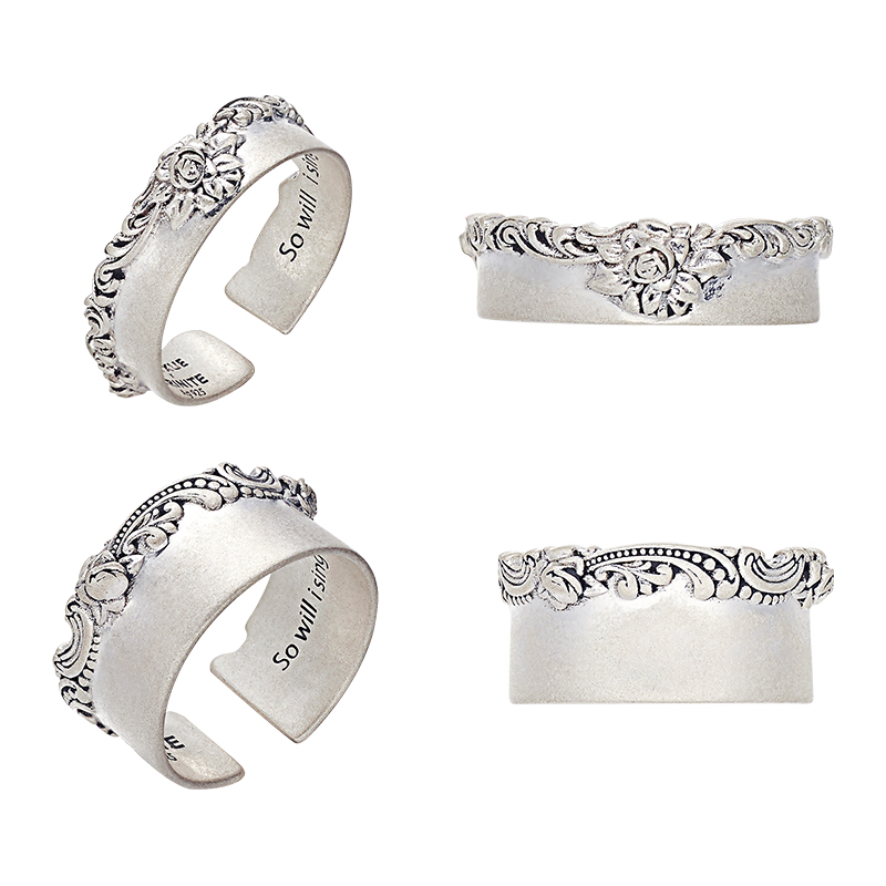 TRINITE X YANXUE*Rose Engraved Ring 做旧银玫瑰浮雕戒指 - 图3