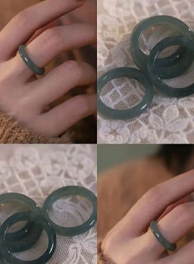小红书同款仿玉戒指女质感百搭迷你指环显白手指围手饰情侣食指圈