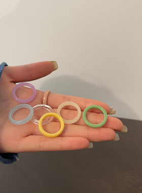 树脂亚克历百搭戒指透明8号