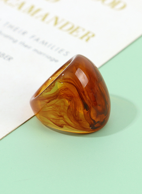 复古小众设计树脂蓝绿纹戒指