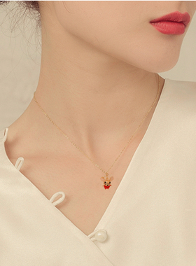 新款生肖鼠项链女网红红色本命年