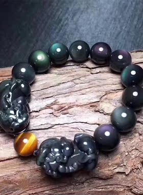 天然黑曜石貔貅手链