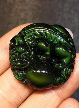 黑曜石貔貅有求必应财运亨通吊坠