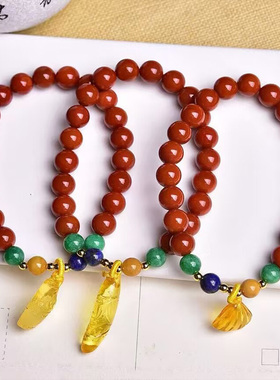 天然南红手链吊随形吊坠一世长安转运手链本命年饰品礼物