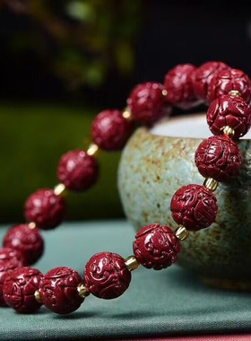 天然原矿朱砂 紫砂古龙单圈手链 精工细作 做工精美 高含量朱砂