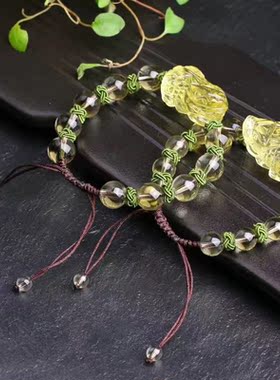 手工编织貔貅财运天然黄水晶