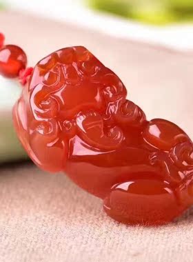 红玛瑙挂件男女款貔貅毛衣链吊坠