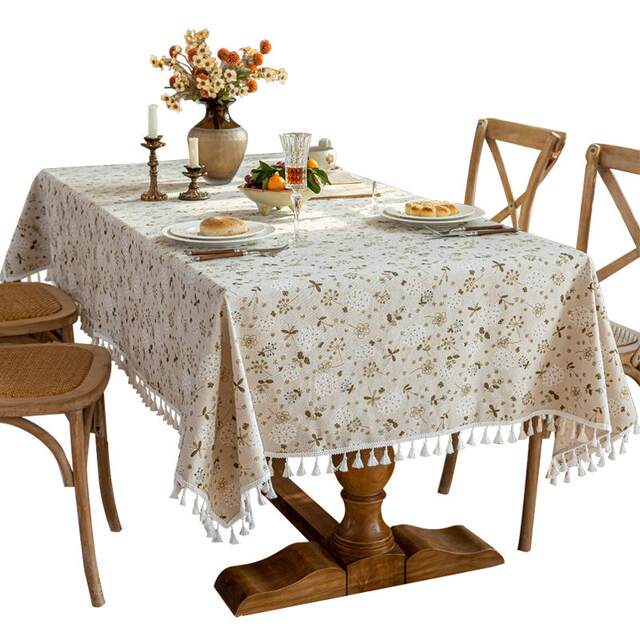 Table cloth household dustproof decorative coffee table cover with tassels