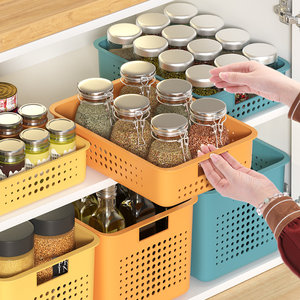 居家家桌面收纳盒多功能橱柜抽屉置物塑料家用厨房台面零食收纳筐