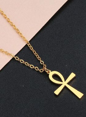 Cxwind 不锈钢项链女 埃及十字架吊坠项链饰品情侣礼物