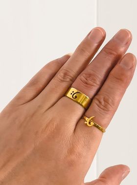 低音谱号承诺戒指夫妇 音乐珠宝匹配他和她的戒指订婚戒指礼物