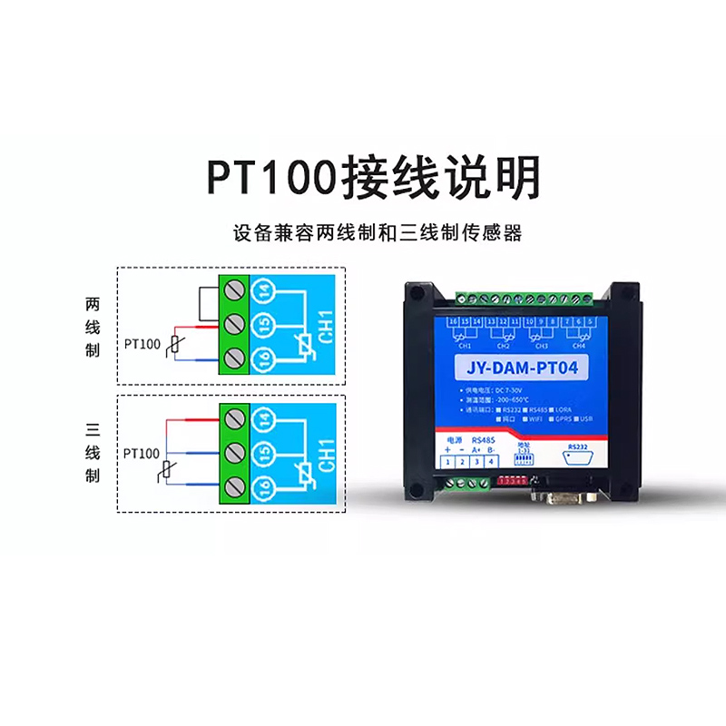 聚英CAN通讯PT100温度采集模块4/6/8/12/16PT100温度采集器Modbus-图3