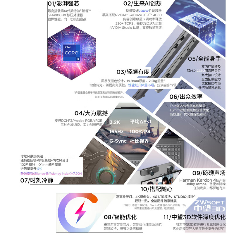 【新品首发】联想ThinkBook 16P 2024新款14代酷睿i7/i9 16英寸RTX4060独显学生设计游戏笔记本电脑官方旗舰 - 图0