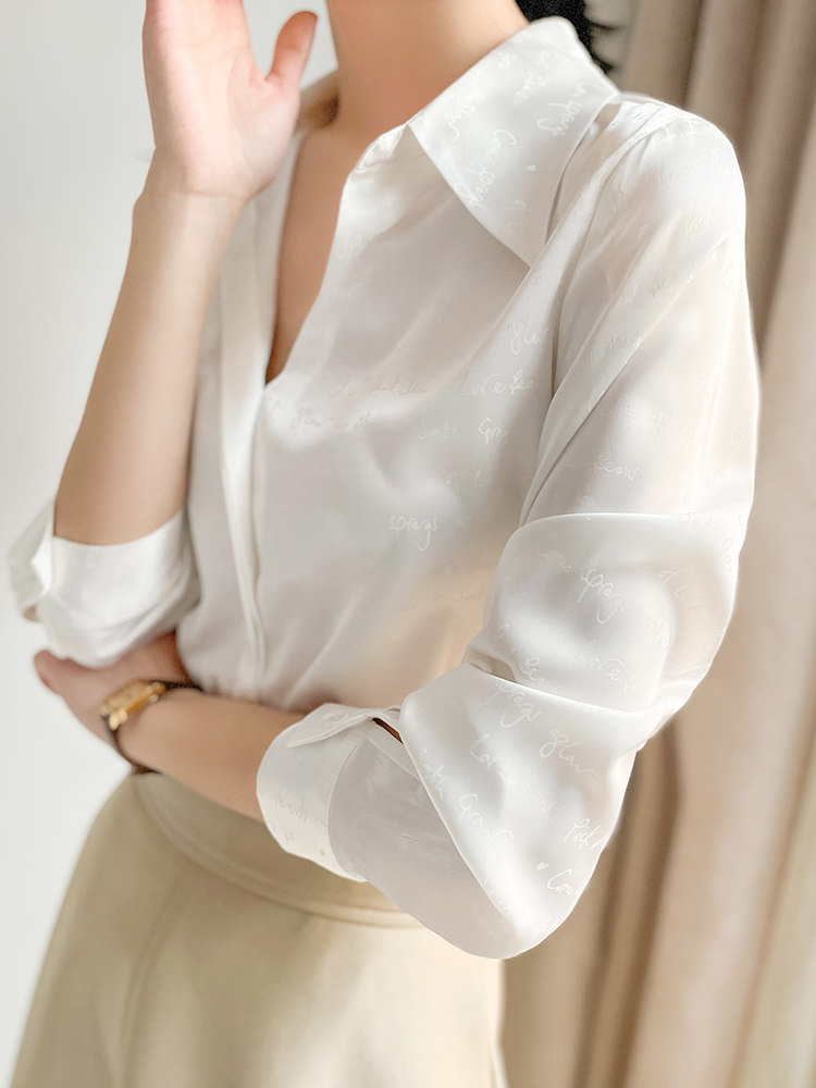 女高级感轻奢法式字母印花小众衬衫 jajp衬衫