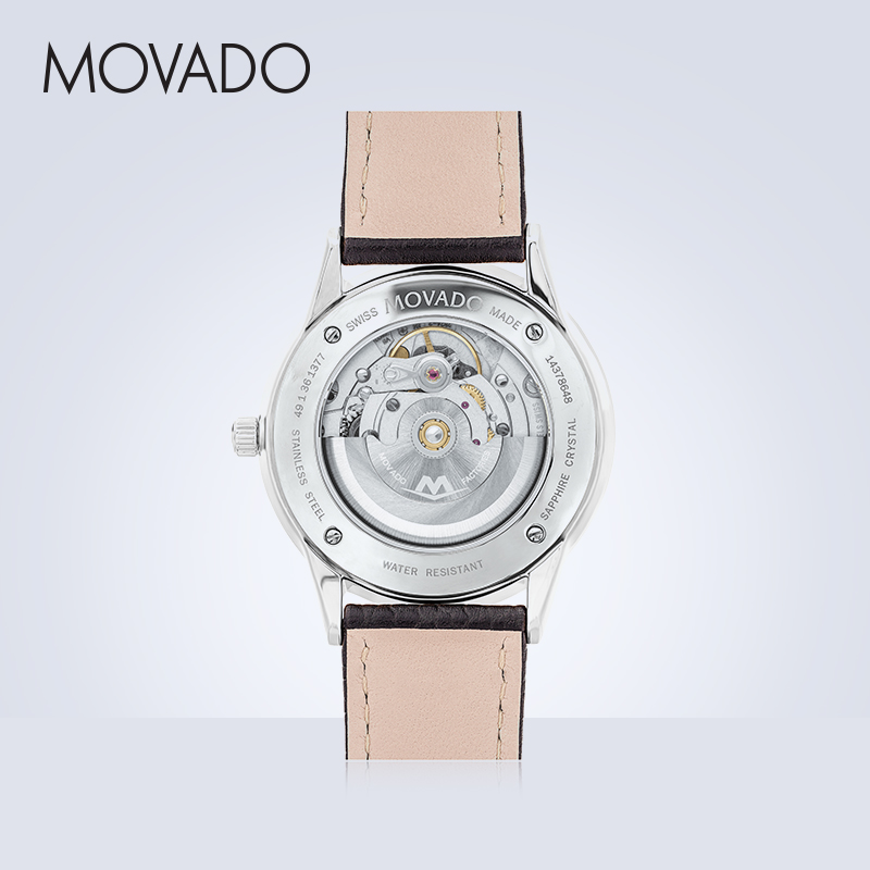 【520礼物】Movado/摩凡陀1881系列皮表带千针盘瑞士机械男表-图2